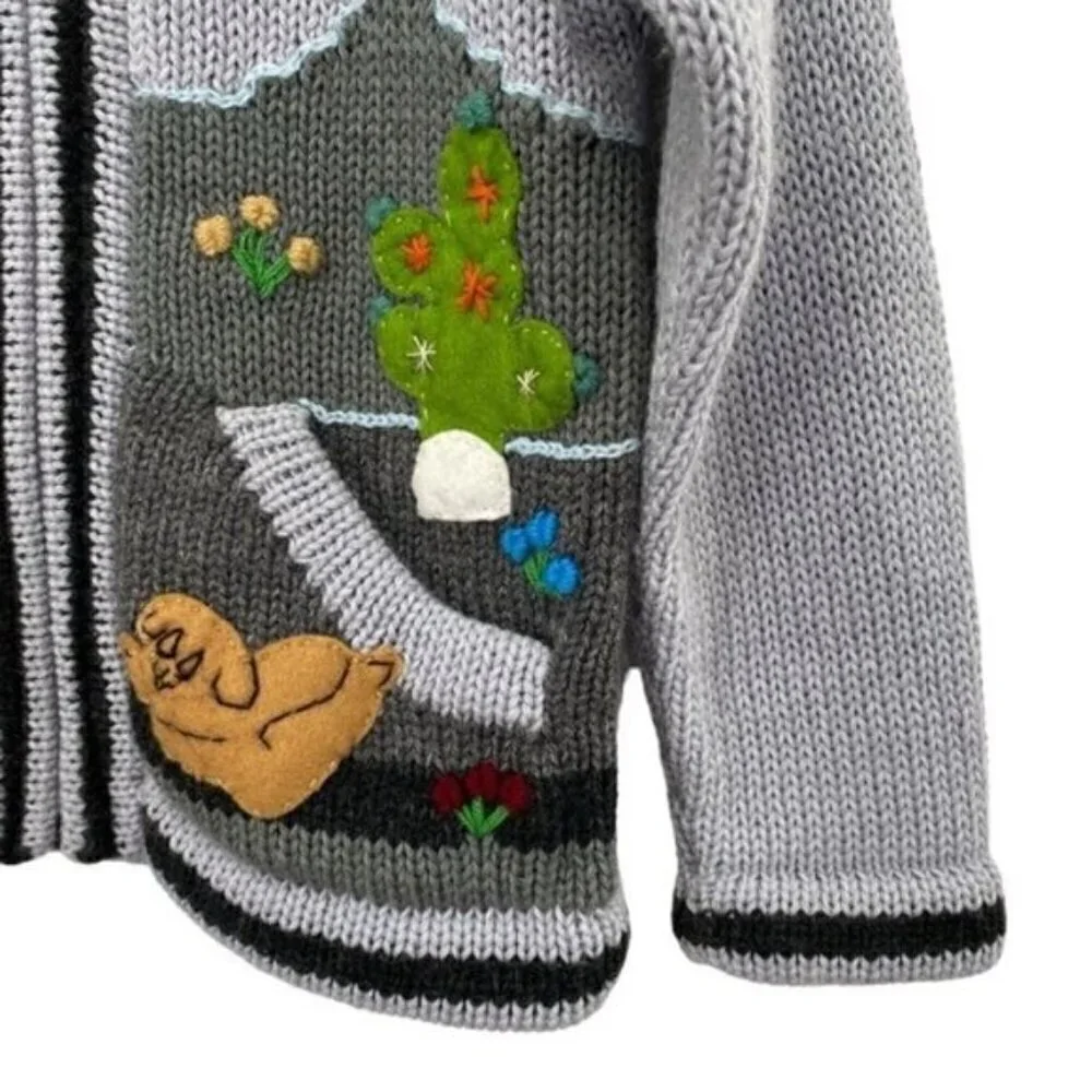 Alpaca Connection Kids Peruvian Zip Up Embroidered Hooded Cardigan Sweater